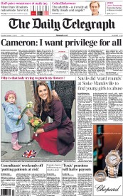 The Daily Telegraph (UK) Newspaper Front Page for 11 October 2012