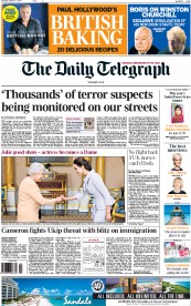 The Daily Telegraph Newspaper Front Page (UK) for 11 October 2014