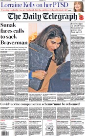 The Daily Telegraph front page for 11 November 2023