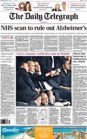 The Daily Telegraph Newspaper Front Page (UK) for 11 December 2013