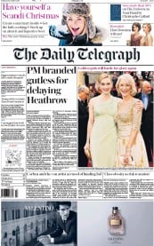 The Daily Telegraph (UK) Newspaper Front Page for 11 December 2015