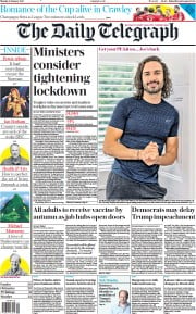 The Daily Telegraph (UK) Newspaper Front Page for 11 January 2021