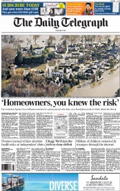 The Daily Telegraph (UK) Newspaper Front Page for 11 February 2014