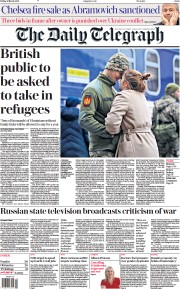 The Daily Telegraph (UK) Newspaper Front Page for 11 March 2022
