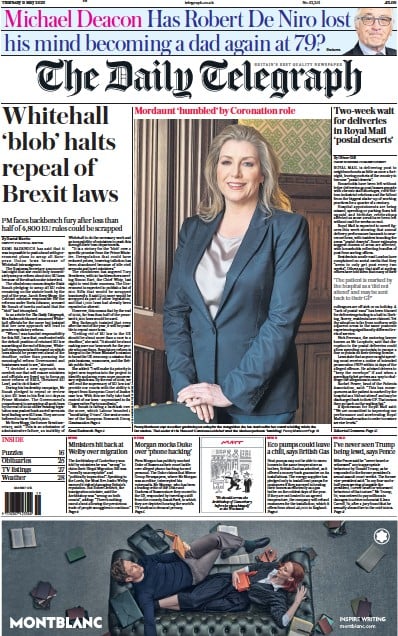 The Daily Telegraph Newspaper Front Page (UK) for 11 May 2023