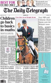 The Daily Telegraph Newspaper Front Page (UK) for 11 June 2012