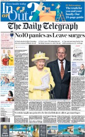 The Daily Telegraph (UK) Newspaper Front Page for 11 June 2016