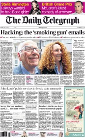 The Daily Telegraph Newspaper Front Page (UK) for 11 July 2011