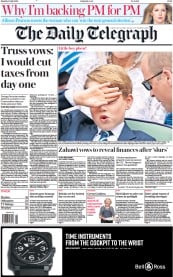 The Daily Telegraph (UK) Newspaper Front Page for 11 July 2022