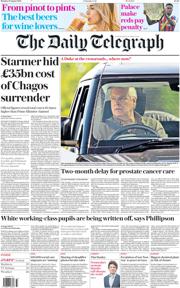 The Daily Telegraph front page for 11 August 2025