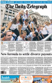 The Daily Telegraph (UK) Newspaper Front Page for 11 September 2012