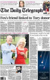 The Daily Telegraph Newspaper Front Page (UK) for 12 October 2011