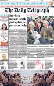 The Daily Telegraph (UK) Newspaper Front Page for 12 October 2022