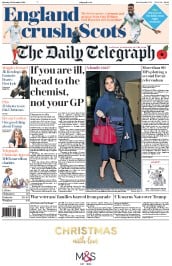 The Daily Telegraph (UK) Newspaper Front Page for 12 November 2016