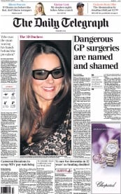 The Daily Telegraph (UK) Newspaper Front Page for 12 December 2013