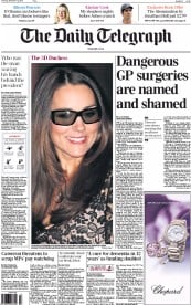 The Daily Telegraph Newspaper Front Page (UK) for 12 December 2013