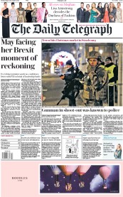 The Daily Telegraph (UK) Newspaper Front Page for 12 December 2018