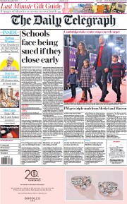 The Daily Telegraph (UK) Newspaper Front Page for 12 December 2020