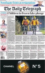 The Daily Telegraph (UK) Newspaper Front Page for 12 December 2022