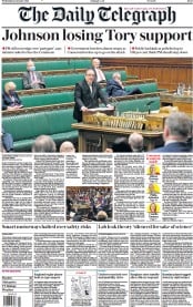The Daily Telegraph front page for 12 January 2022