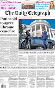 The Daily Telegraph front page for 12 March 2025