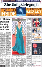 The Daily Telegraph (UK) Newspaper Front Page for 12 May 2012