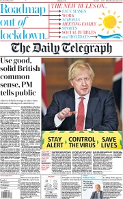 The Daily Telegraph (UK) Newspaper Front Page for 12 May 2020
