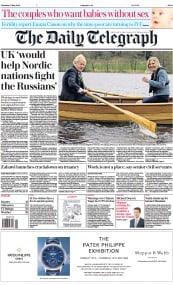 The Daily Telegraph front page for 12 May 2022