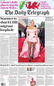 The Daily Telegraph front page for 12 May 2025