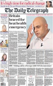 The Daily Telegraph (UK) Newspaper Front Page for 12 July 2022
