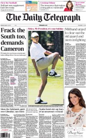 The Daily Telegraph (UK) Newspaper Front Page for 12 August 2013