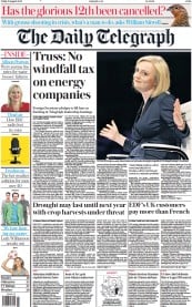 The Daily Telegraph (UK) Newspaper Front Page for 12 August 2022