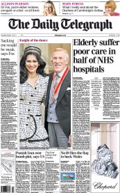 The Daily Telegraph (UK) Newspaper Front Page for 13 October 2011