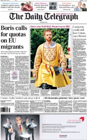 The Daily Telegraph (UK) Newspaper Front Page for 13 October 2014