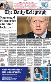 The Daily Telegraph (UK) Newspaper Front Page for 13 October 2020