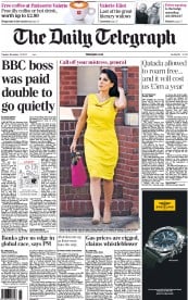 The Daily Telegraph (UK) Newspaper Front Page for 13 November 2012