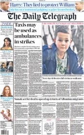 The Daily Telegraph (UK) Newspaper Front Page for 13 December 2022