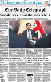 The Daily Telegraph front page for 13 December 2023