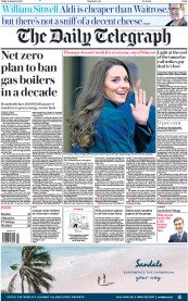 The Daily Telegraph front page for 13 January 2023