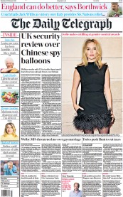 The Daily Telegraph (UK) Newspaper Front Page for 13 February 2023