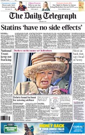 The Daily Telegraph Newspaper Front Page (UK) for 13 March 2014