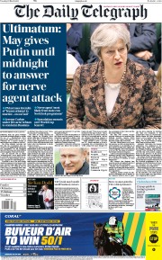 The Daily Telegraph (UK) Newspaper Front Page for 13 March 2018