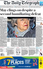 The Daily Telegraph (UK) Newspaper Front Page for 13 March 2019