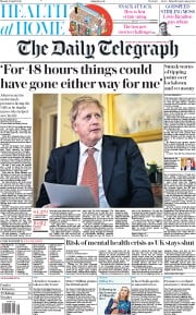 The Daily Telegraph (UK) Newspaper Front Page for 13 April 2020