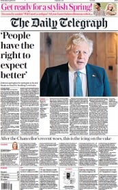 The Daily Telegraph (UK) Newspaper Front Page for 13 April 2022