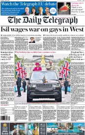 The Daily Telegraph (UK) Newspaper Front Page for 13 June 2016