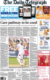The Daily Telegraph (UK) Newspaper Front Page for 13 July 2013