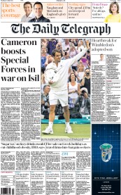 The Daily Telegraph (UK) Newspaper Front Page for 13 July 2015