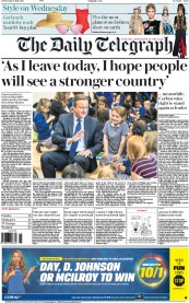 The Daily Telegraph (UK) Newspaper Front Page for 13 July 2016