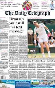 The Daily Telegraph (UK) Newspaper Front Page for 13 July 2017